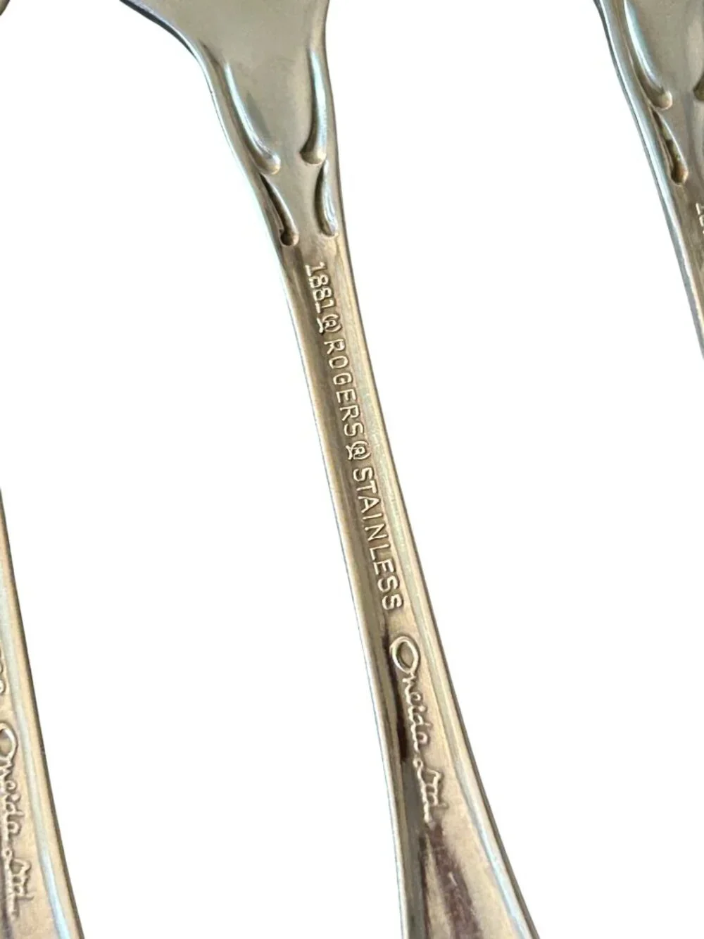 1881 Rogers Oneida True Rose Stainless Steel Dinner Forks Set Of 4 Glossy Flatwa